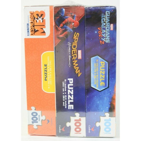 6 Puzzle Party Pack 100 Pcs Marvel Guardians Of Galaxy Spider Man Despicable Me - Picture 6 of 7